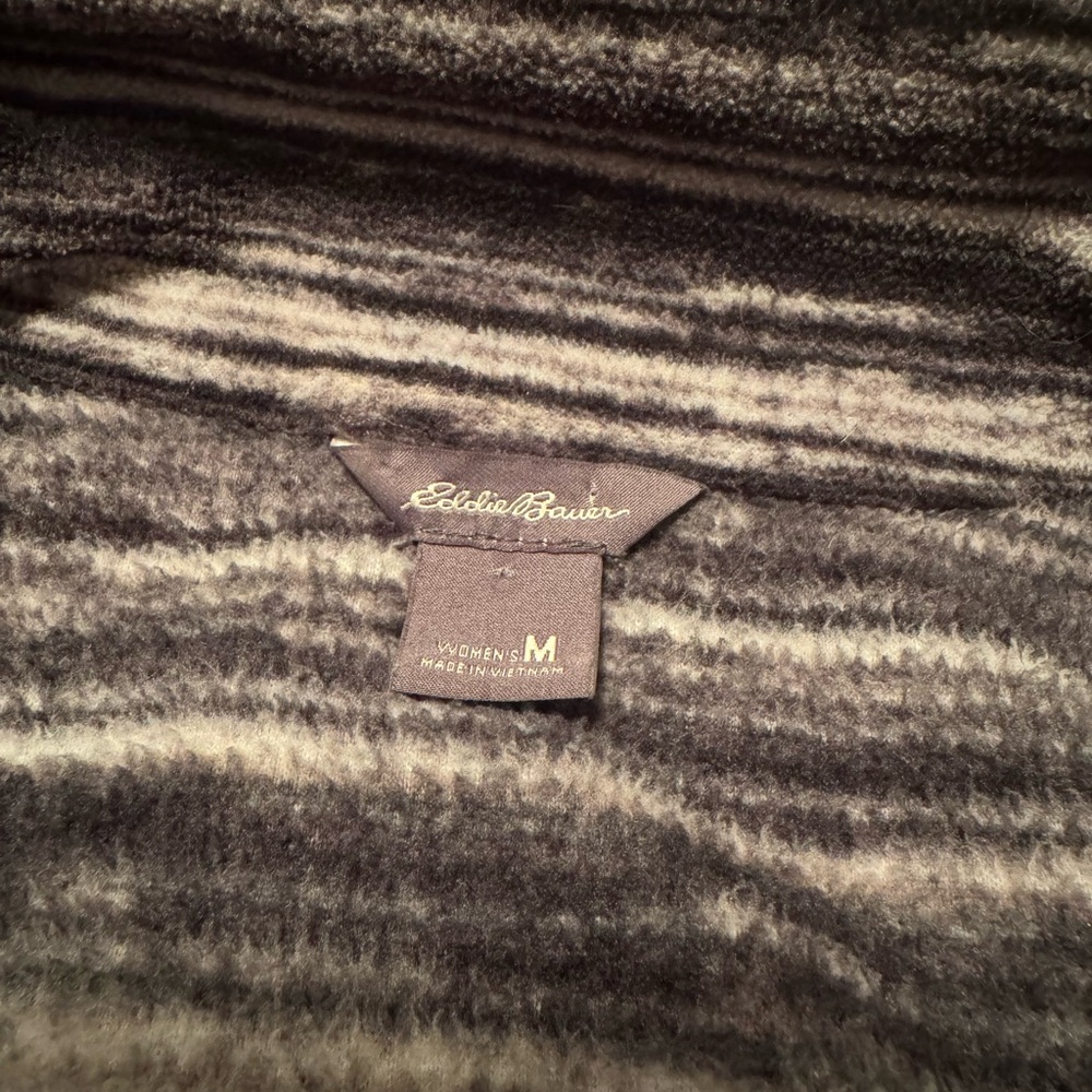 Eddie Bauer Gray & Black Striped Full-Zip lightweight jacket with pockets M - Picture 5 of 10